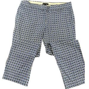 J.Crew Geometric Print Ankle‎ Pants Trousers Blue Black White Size 8